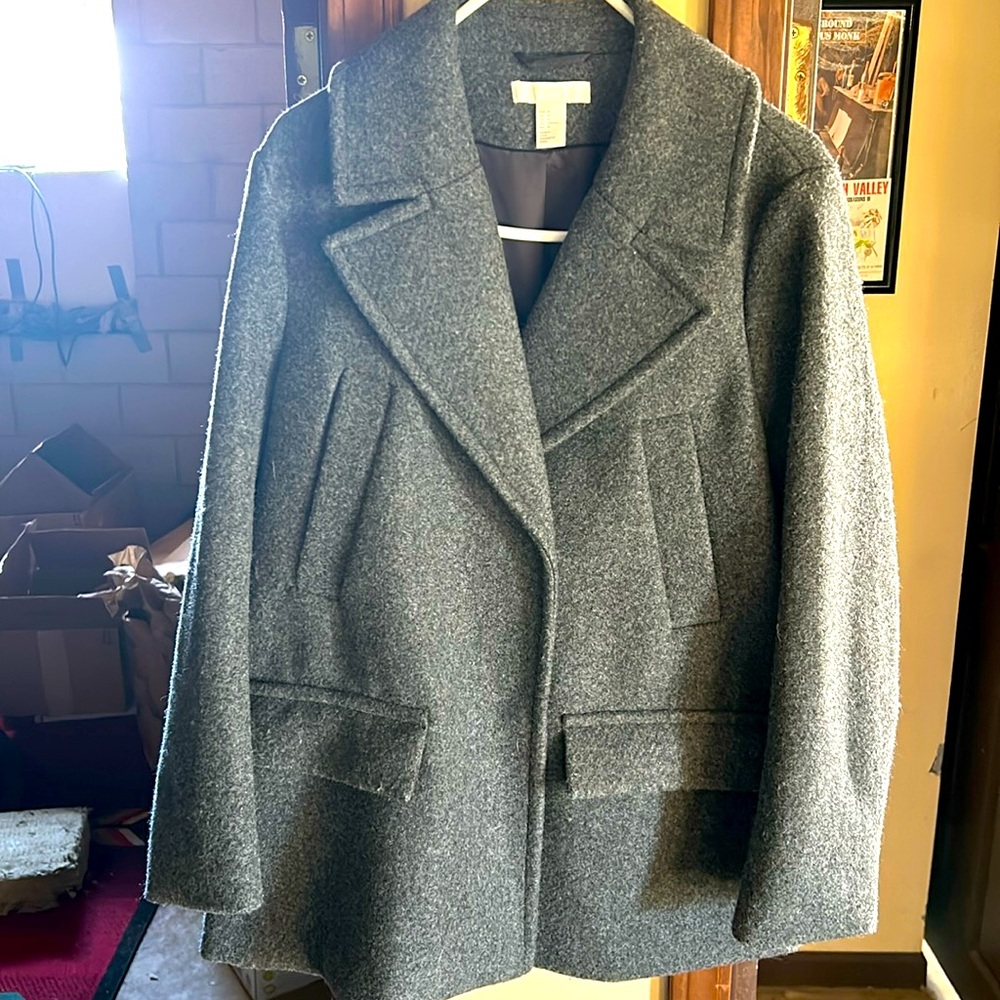 H&M gray Peacoat lightly worn